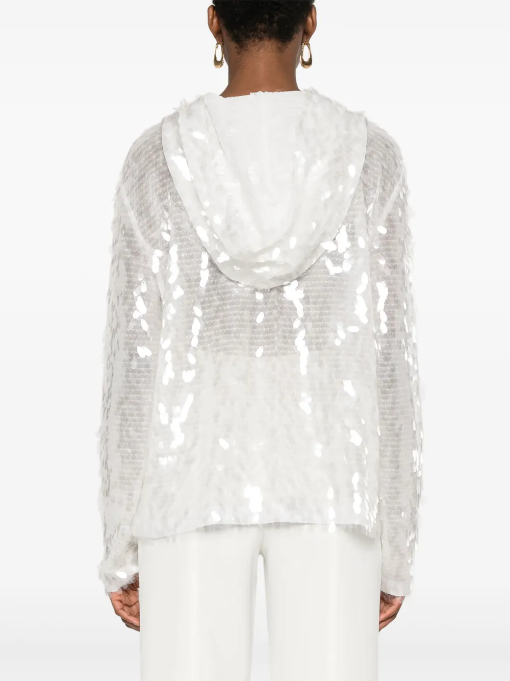 Norma Kamali Hoodie verfraaid met pailletten Wit