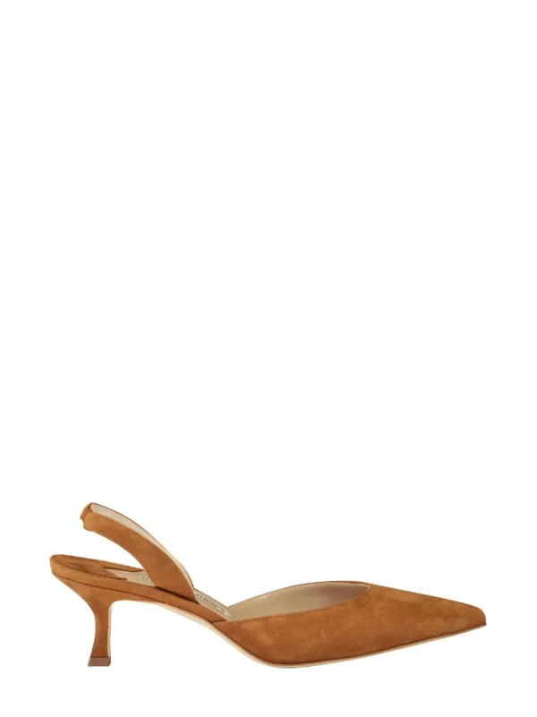 【Manolo Blahnik】バックスリング スエードパンプス Manolo Blahnik Carolyne 50mm パンプス | ブラウン | FARFETCH JP