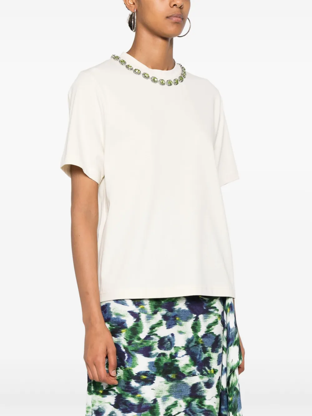 Essentiel Antwerp T-shirt verfraaid met stras Beige