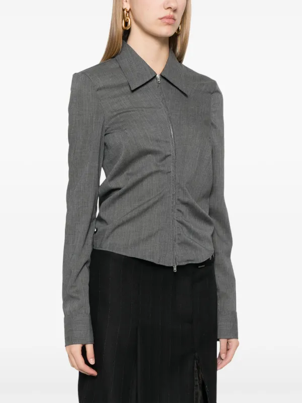 OUR LEGACY Slim Zip Shirt | Grey | FARFETCH AO OUR LEGACY Slim Zip Shirt | Grey | FARFETCH AO