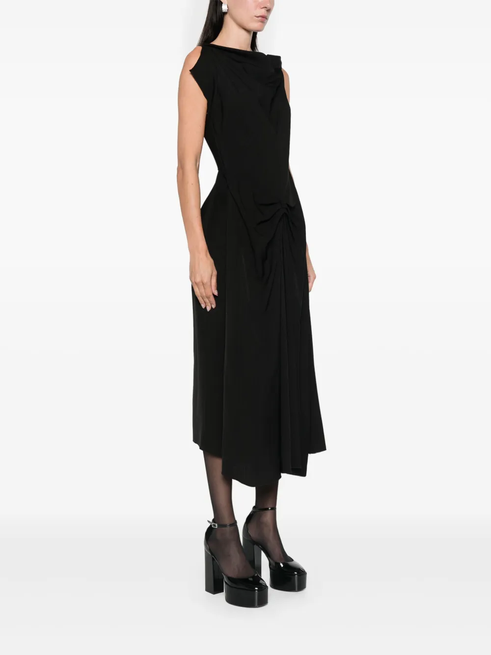 Victoria Beckham Gedrapeerde midi-jurk Zwart