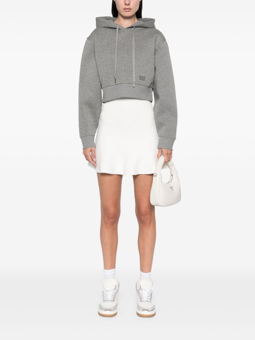 Shop Victoria Beckham Cropped Hoodie In Grey