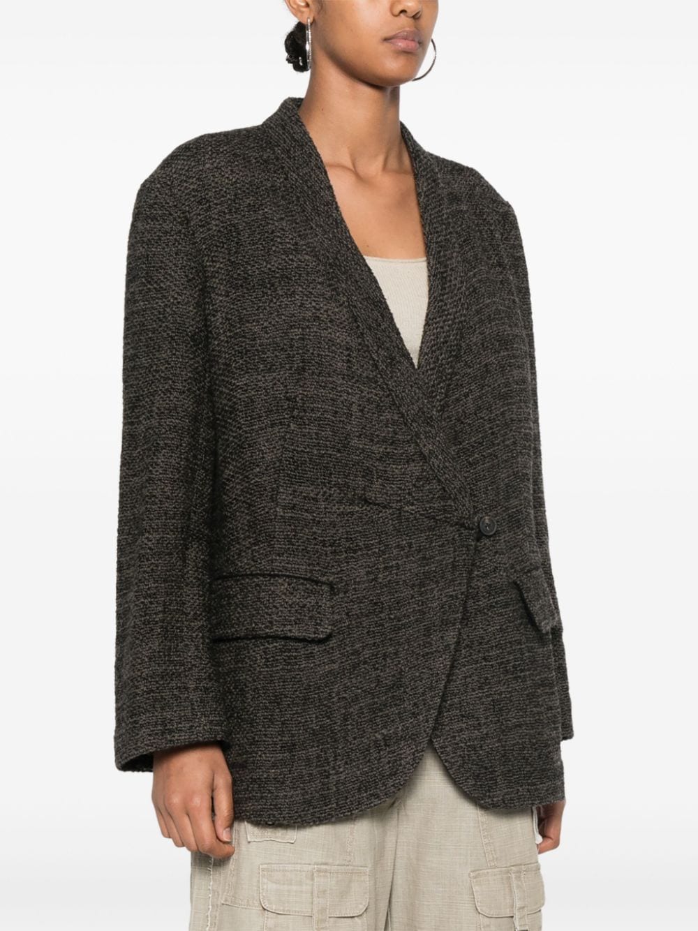 Shop Ziggy Chen Bouclé Blazer In Black