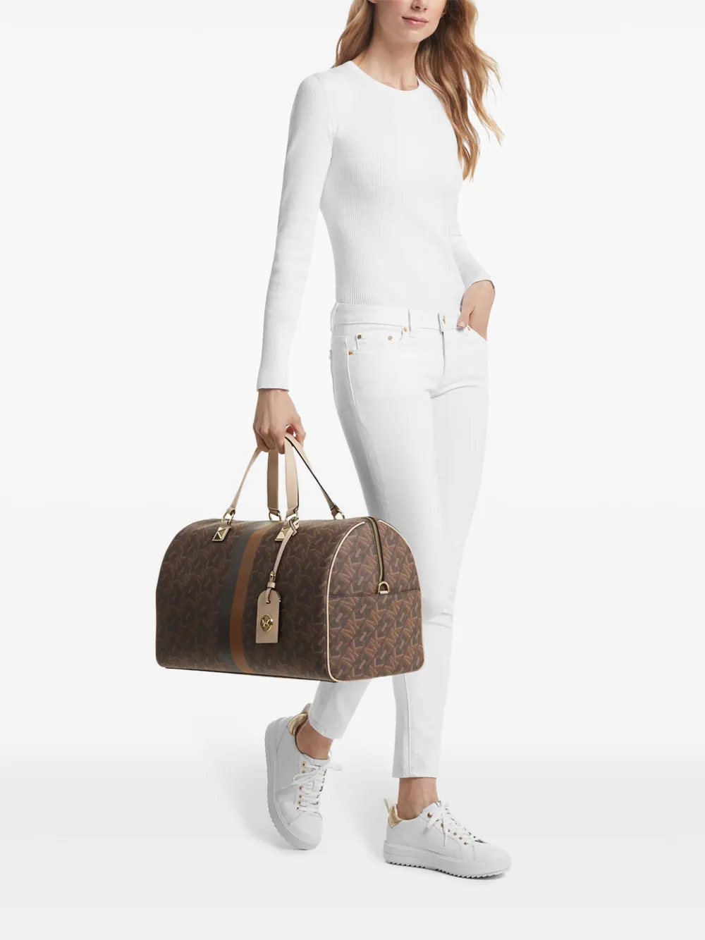 Michael Kors Grayson Empire grote reistas met logo Bruin