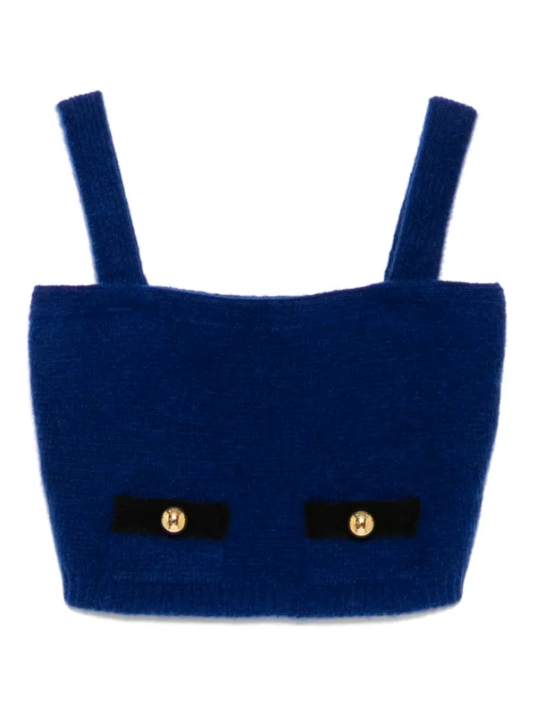 Alessandra Rich Knitted Tank Top in Blue