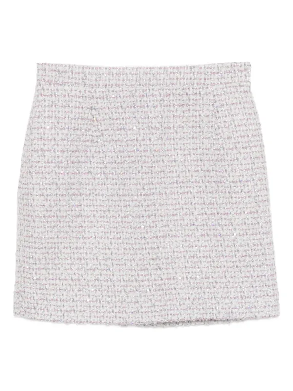 Alessandra Rich Sequin-embellished Tweed Skirt in White