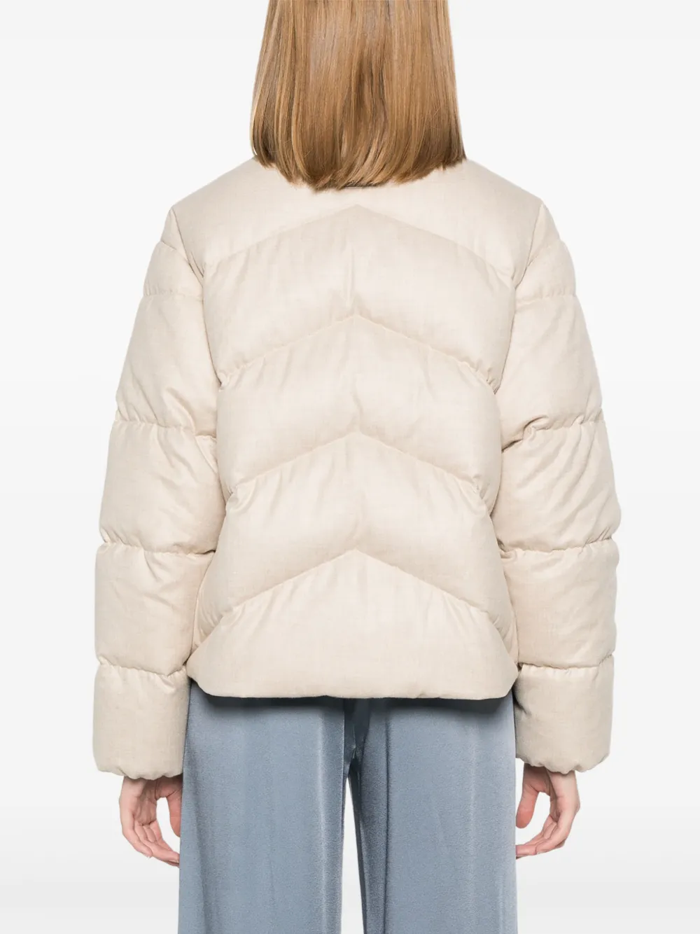 Shop Peserico Quilted Puffer Jacket In Neutrals