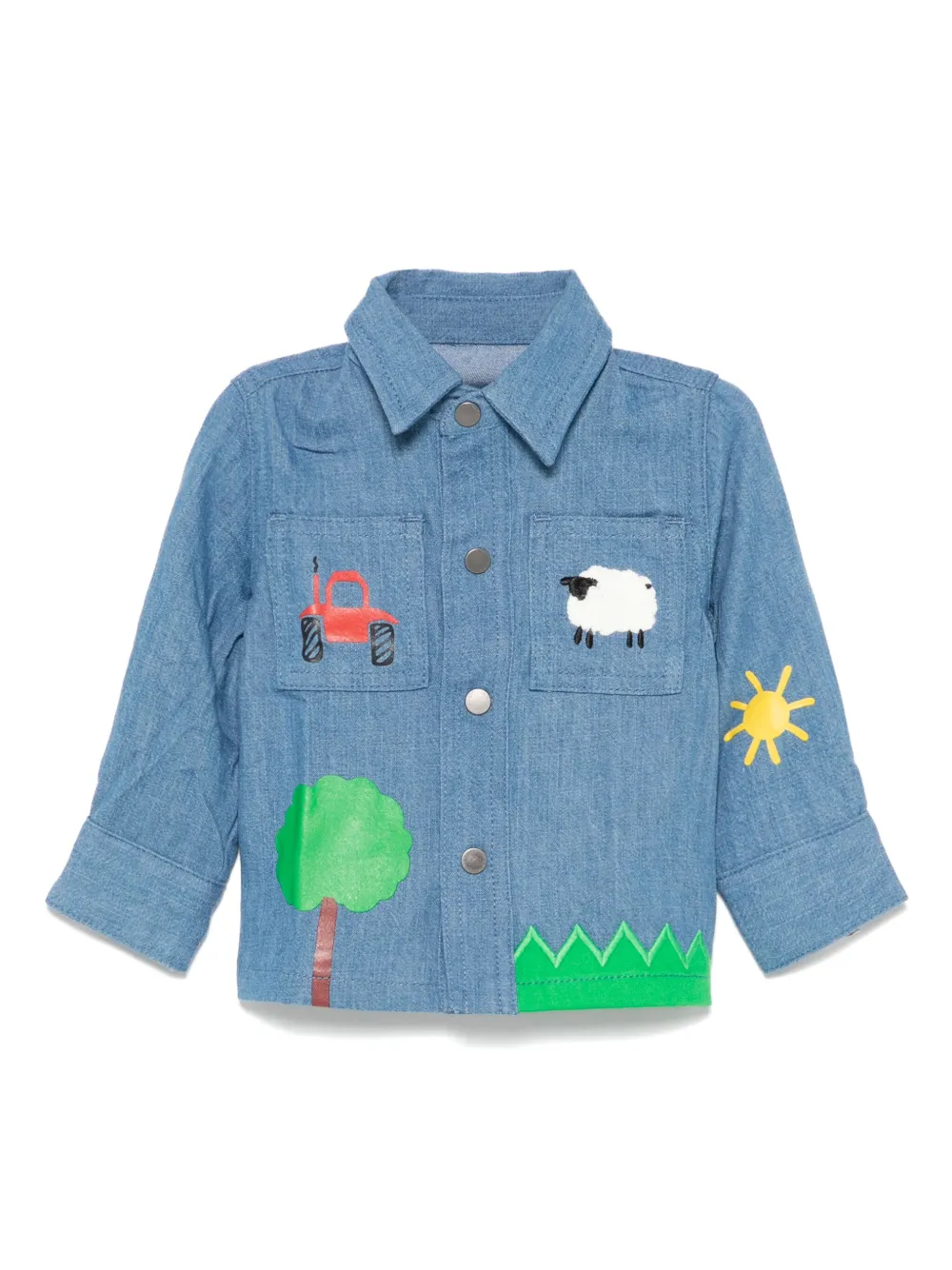 Shop Stella Mccartney Farmyard Appliqué Shirt In 蓝色