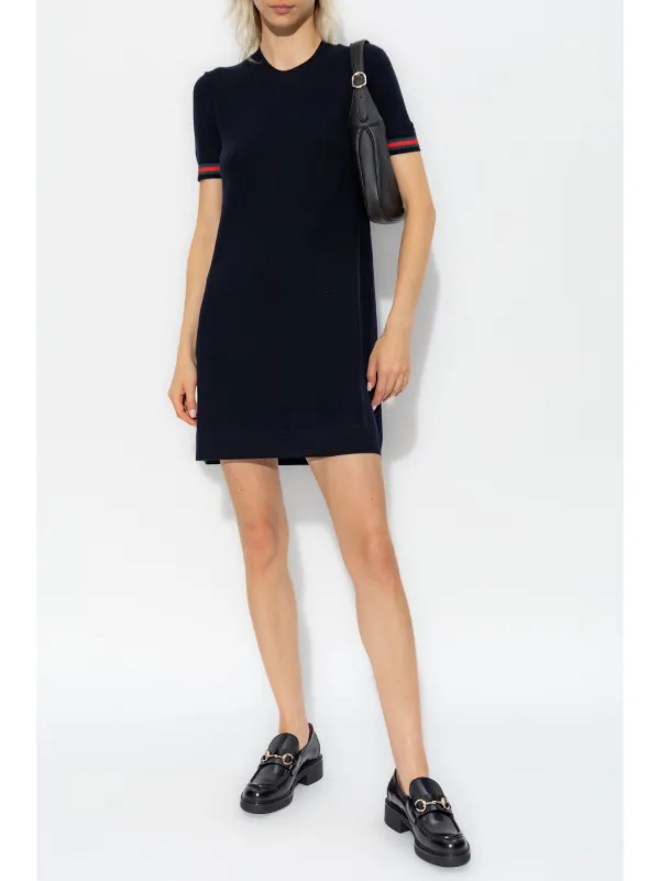 Gucci Web Wool Mini Dress Blue FARFETCH CA