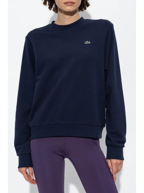 Lacoste relaxed-fit Fleece crew-neck Sweatshirt | Blue | FARFETCH SG