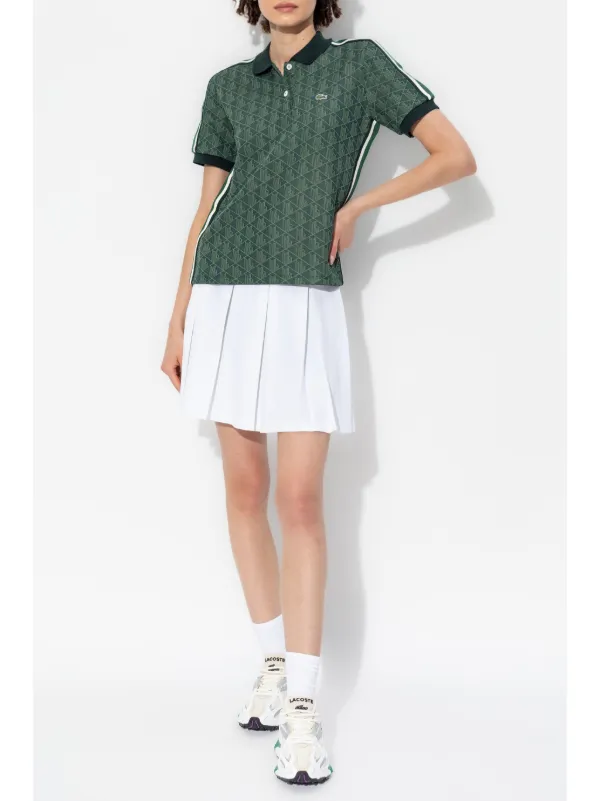 ラコステ　モノグラムジャカード　ポロシャツ　モノグラム　グリーン　美品 ラコステ LACOSTE モノグラムジャカードポロシャツ （グリーン