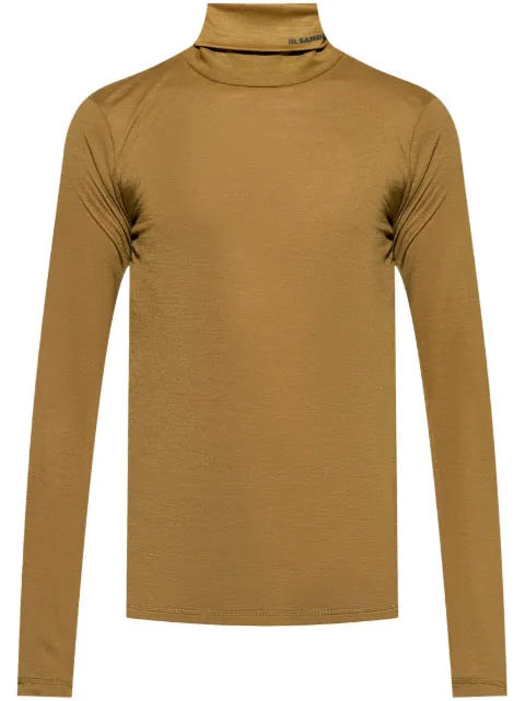 Jil Sander suéter con cuello vuelto y logo