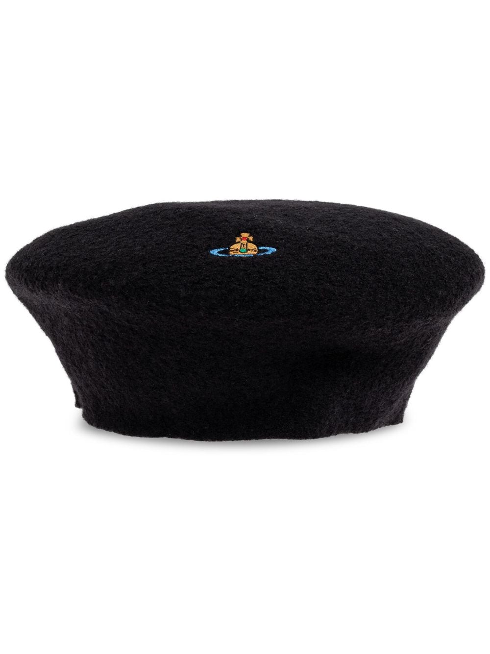 Shop Vivienne Westwood Orb-embroidered Beret In Black