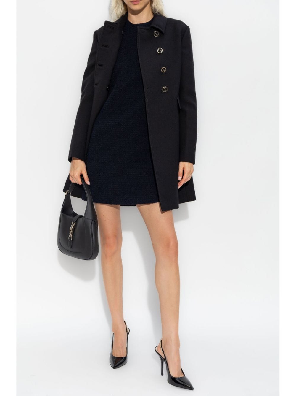 Shop Gucci Double-breasted Coat In Black