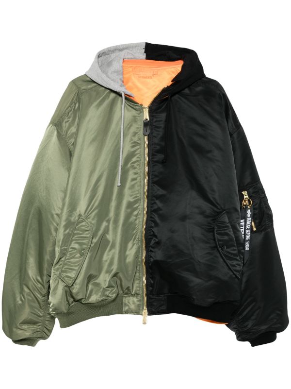 VETEMENTS x Alpha Industries Split Bomber Jacket | Green | FARFETCH CA