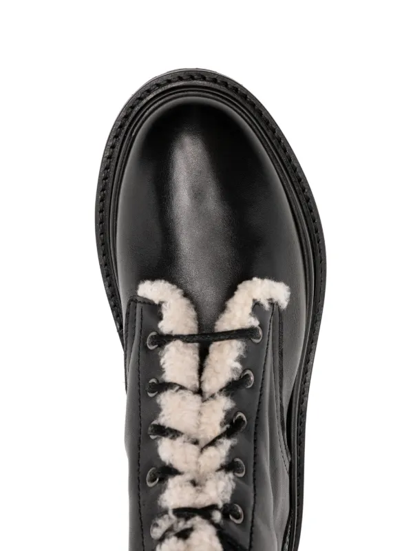 【関税込み】Isabel Marant ブラック Ghiso ブーツ Ghiso shearling-lined leather combat boots in black - Isabel