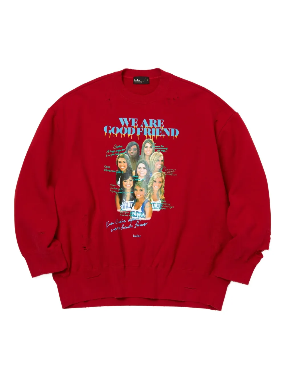 Kolor Graphic-print Distressed Sweatshirt In Red