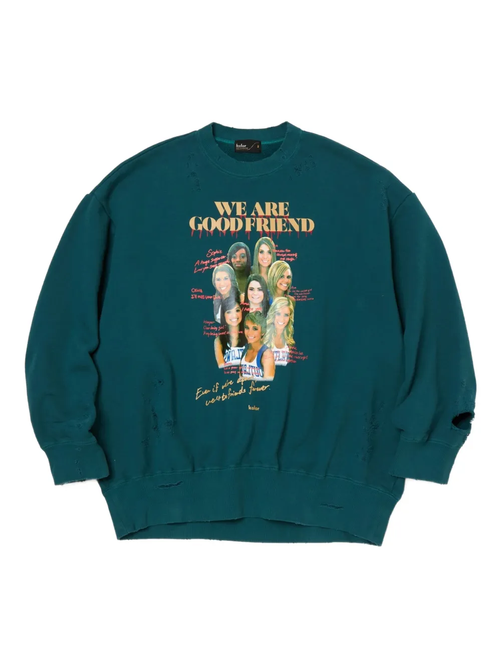 Kolor Graphic-print Distressed Sweatshirt In Green