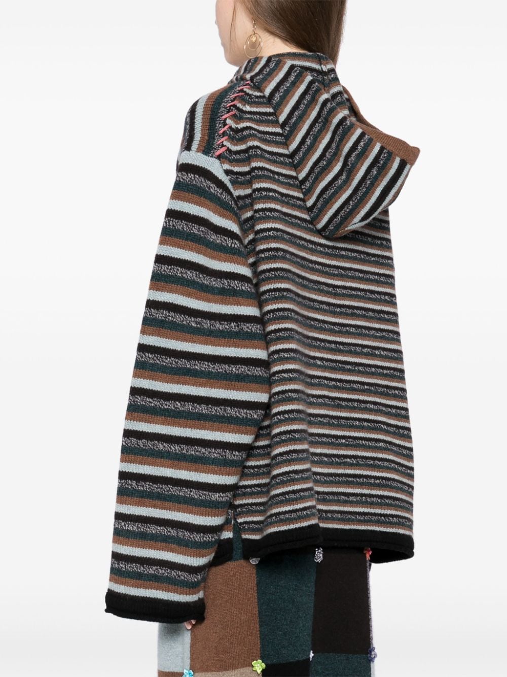 Shop Yanyan Knits Striped Cardigan In Brown