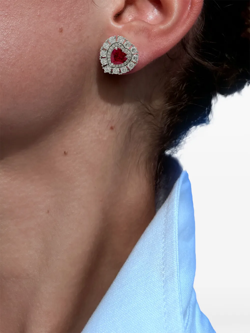 Juwelina Paris Ember Ruby Stud Earrings In 红色
