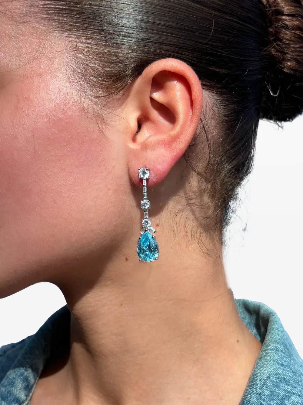 JUWELINA PARIS AQUAMARINE DROP EARRINGS