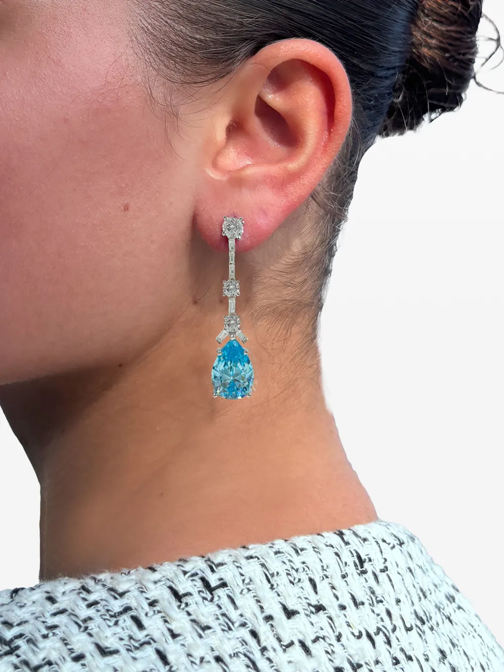 JUWELINA PARIS AQUAMARINE DROP EARRINGS