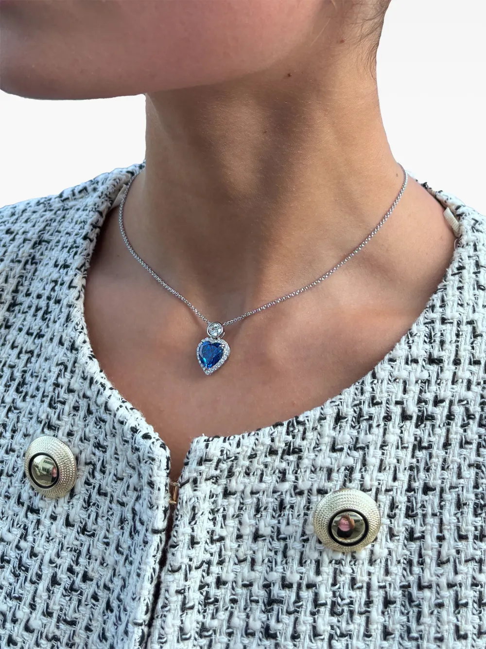 Juwelina Paris Sapphire Blue Ocean Heart Necklace In 蓝色