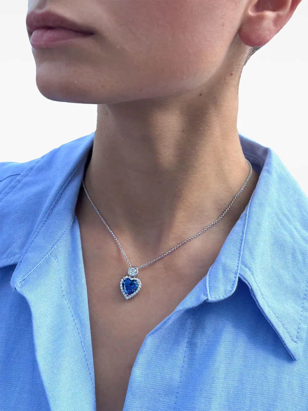 Juwelina Paris Sapphire Blue Ocean Heart Necklace In 蓝色