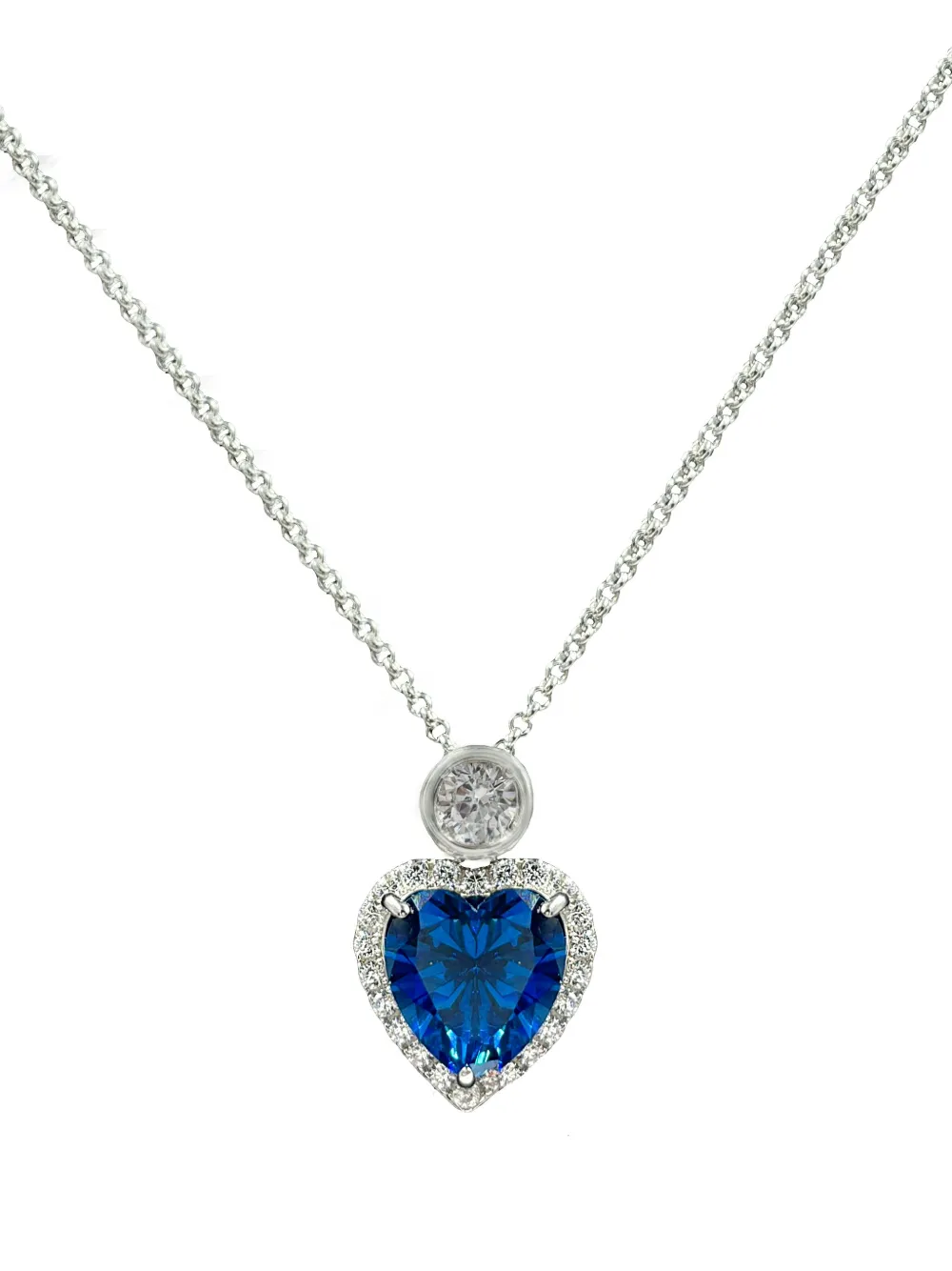 Juwelina Paris Sapphire Blue Ocean Heart Necklace In 蓝色