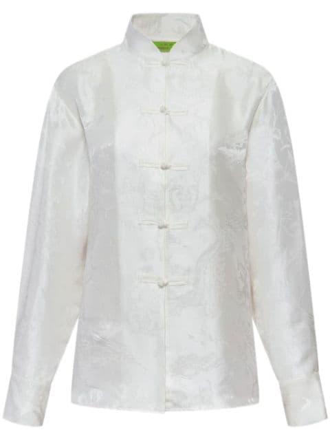 Shanghai Tang floral-jacquard silk blouse 