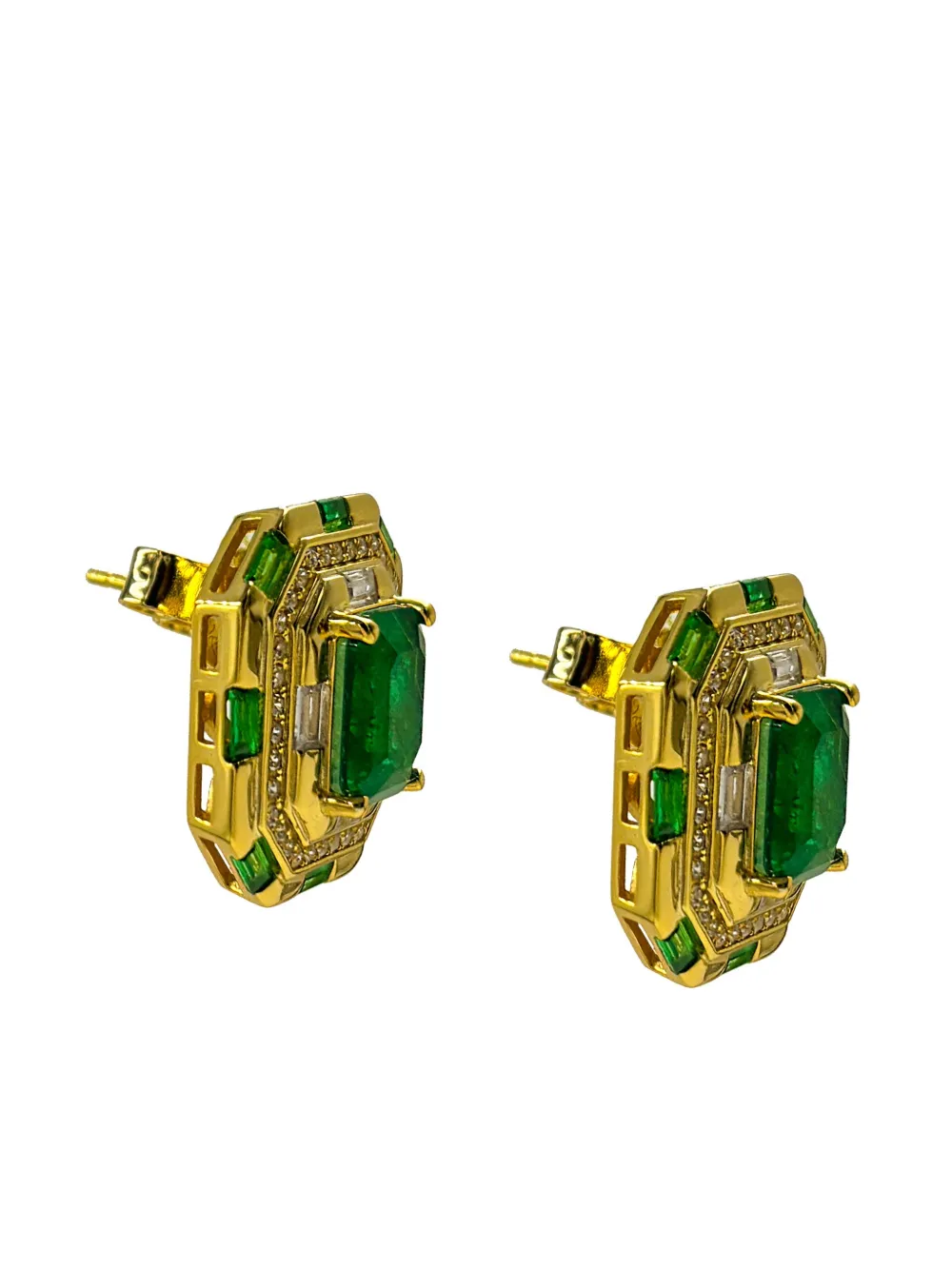 Shop Juwelina Paris Byzantine Stud Earrings In 绿色