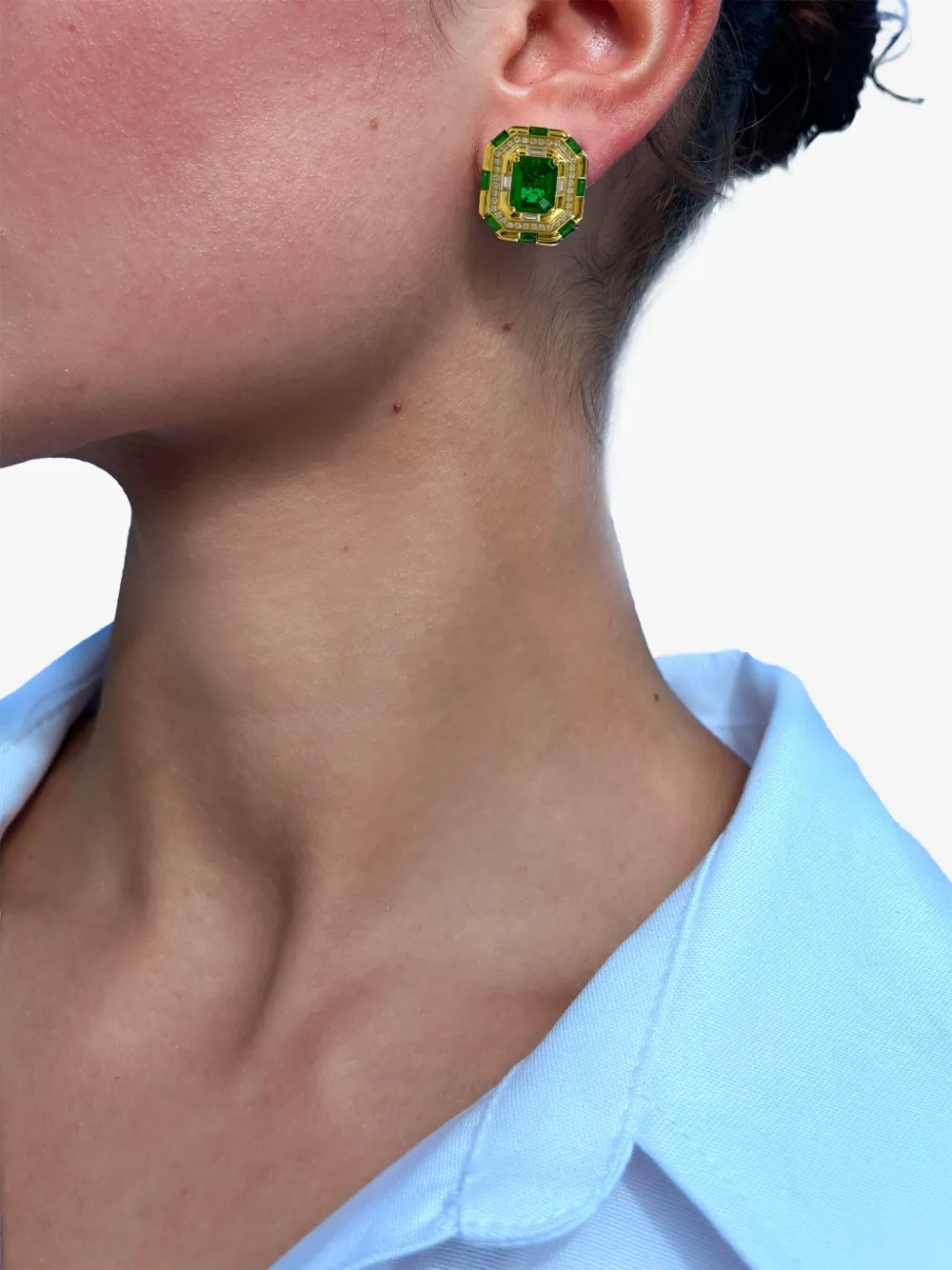 Shop Juwelina Paris Byzantine Stud Earrings In 绿色