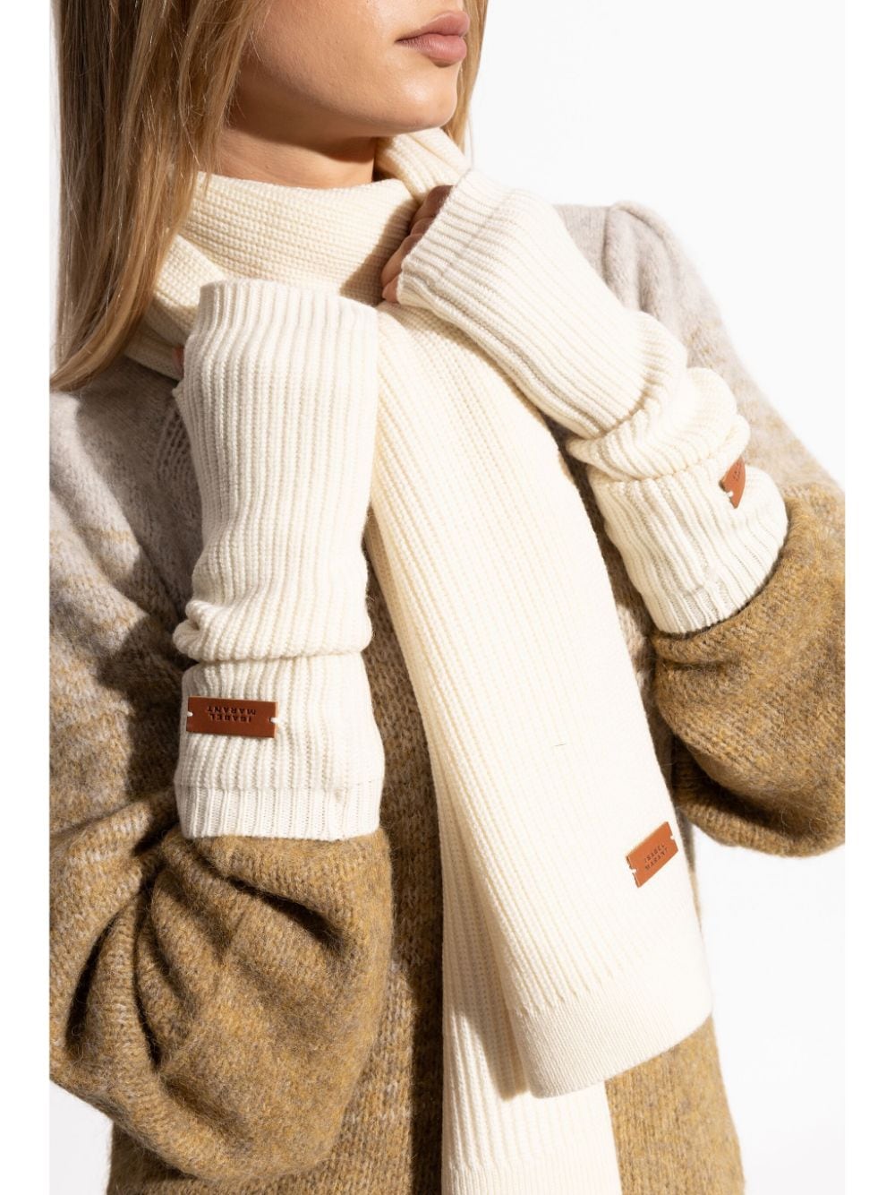 Shop Isabel Marant Merino-wool Gloves In Neutrals