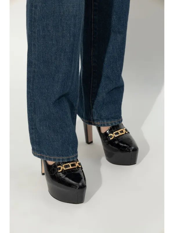 TOM FORD 135mm Whitney Shiny croc-embossed Leather Platform