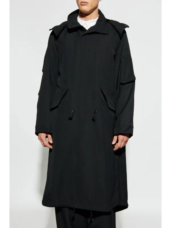 ジャケット・アウター Yohji Yamamoto HOODED COAT Yohji Yamamoto Hooded Trench Coat | Black | FARFETCH UK