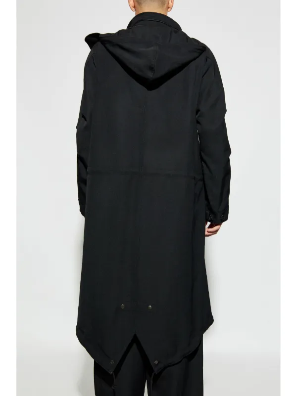 Yohji Yamamoto Hooded Trench Coat | Black | FARFETCH