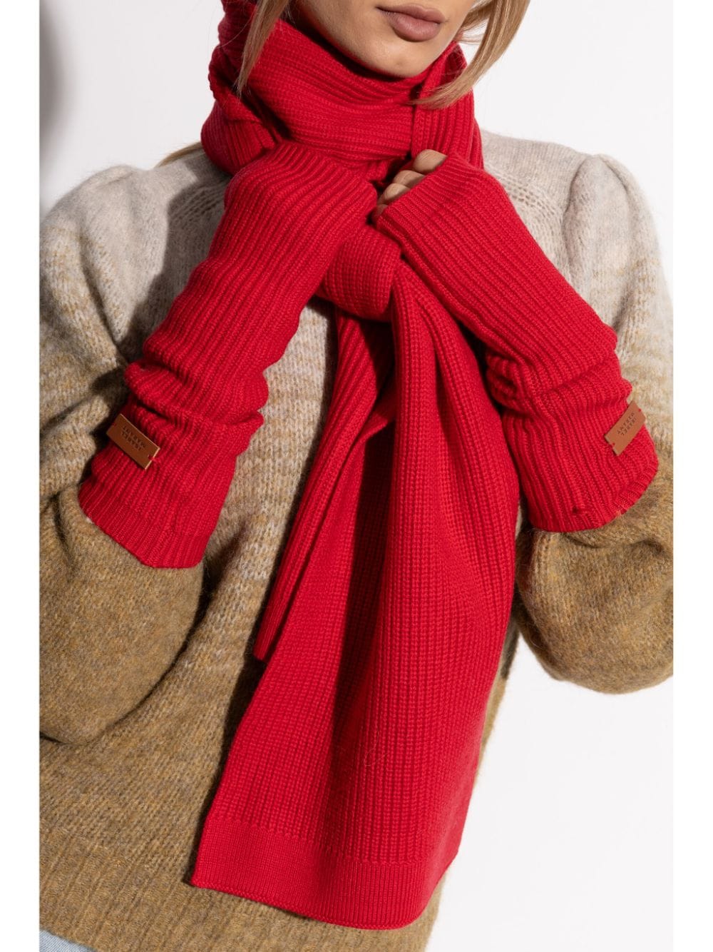 ISABEL MARANT ribbed-knit gloves - Rood