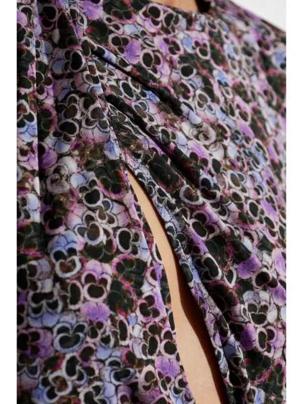 ISABEL MARANT Vinia Gathered printed-jersey Dress | Purple