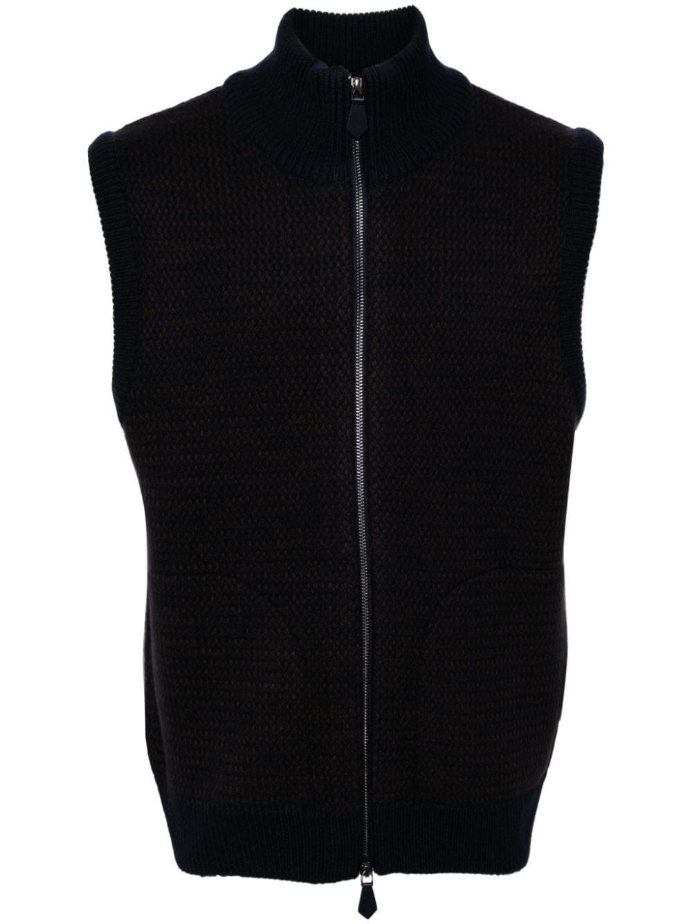 zip-up wool vest