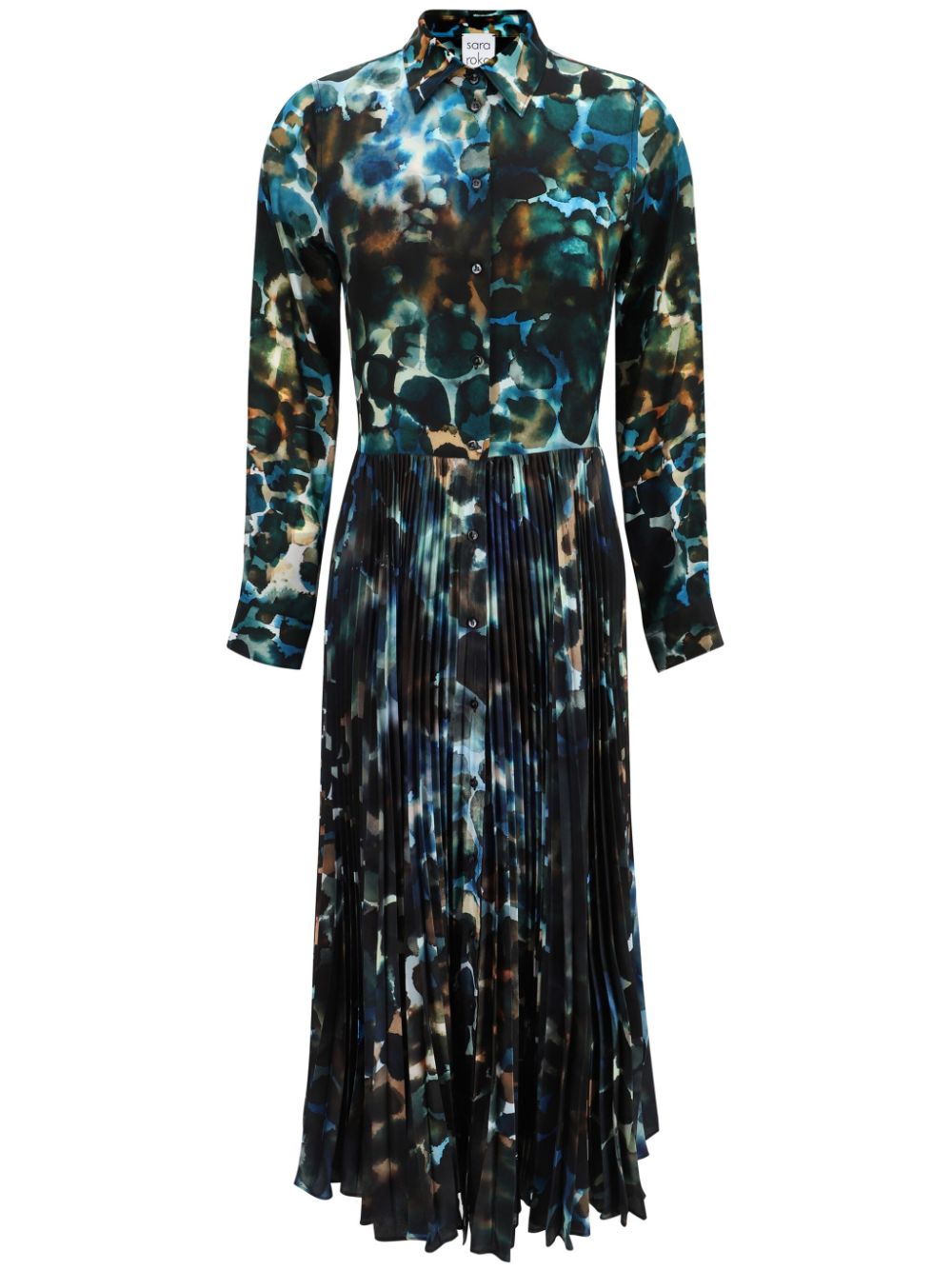 Sara Roka abstract-print shirt dress - Blue