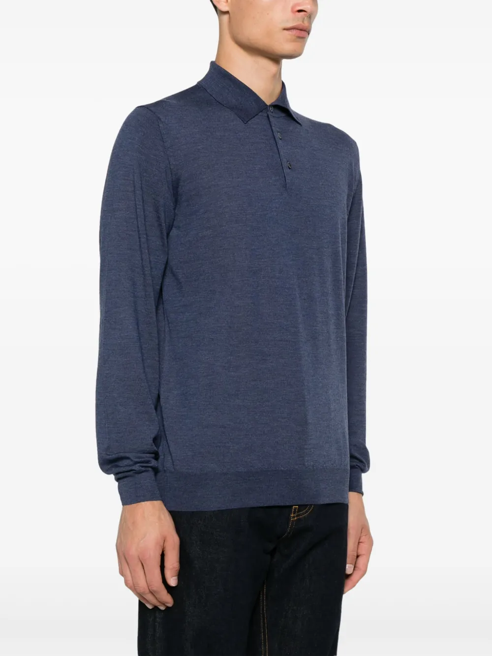 Fedeli Fijngebreid poloshirt Blauw