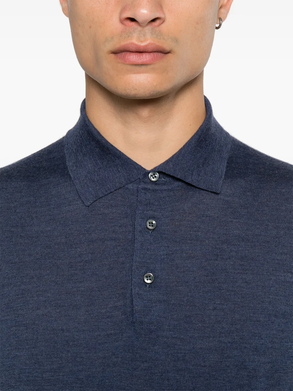 Fedeli Fijngebreid poloshirt Blauw