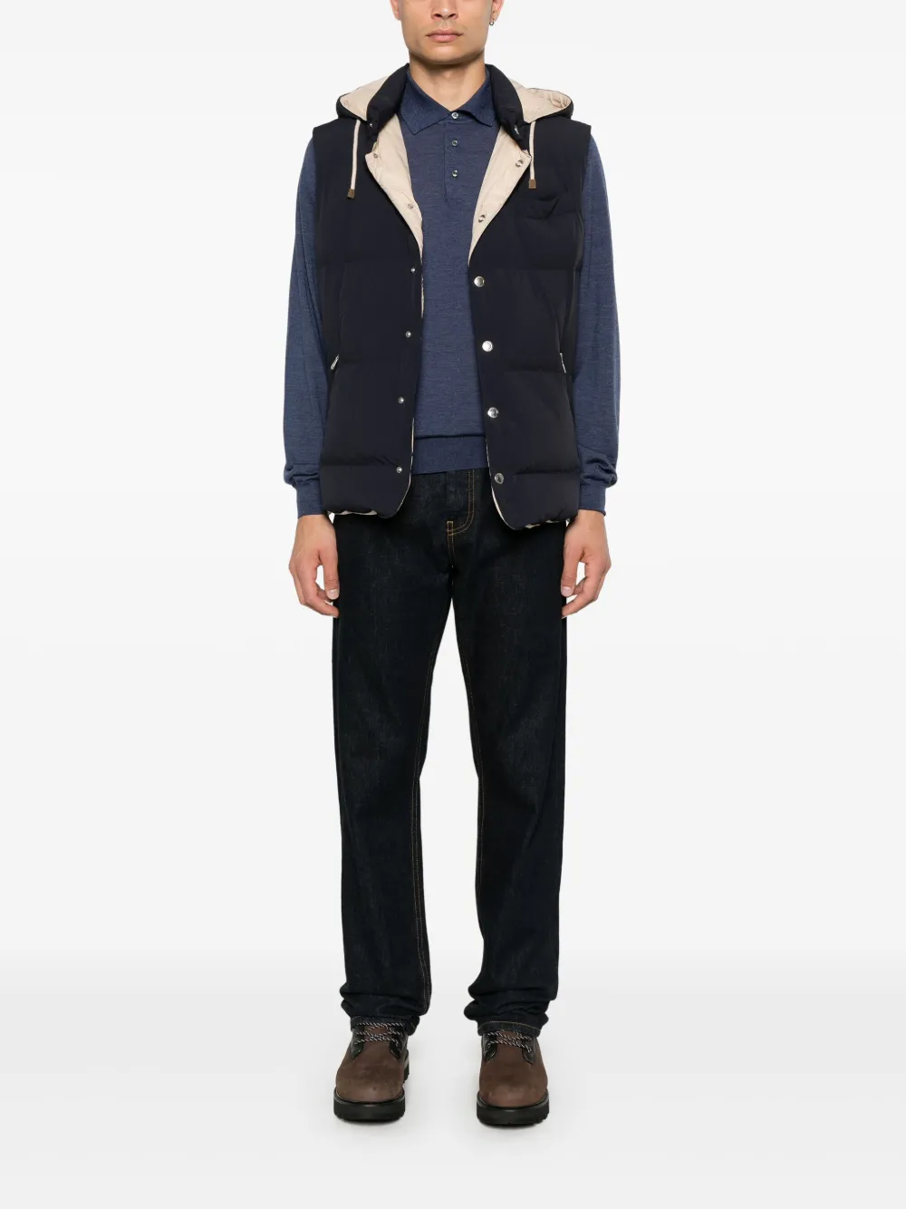 Fedeli Fijngebreid poloshirt - Blauw