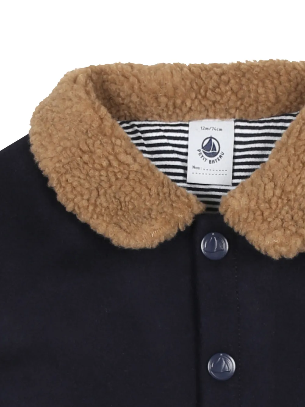Petit Bateau Jack van wolblend met fleece kraag Blauw