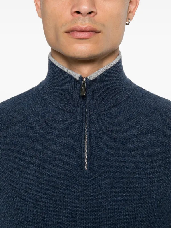 FEDELI ニット セーター ブルー カシミヤ100% Fedeli カシミア