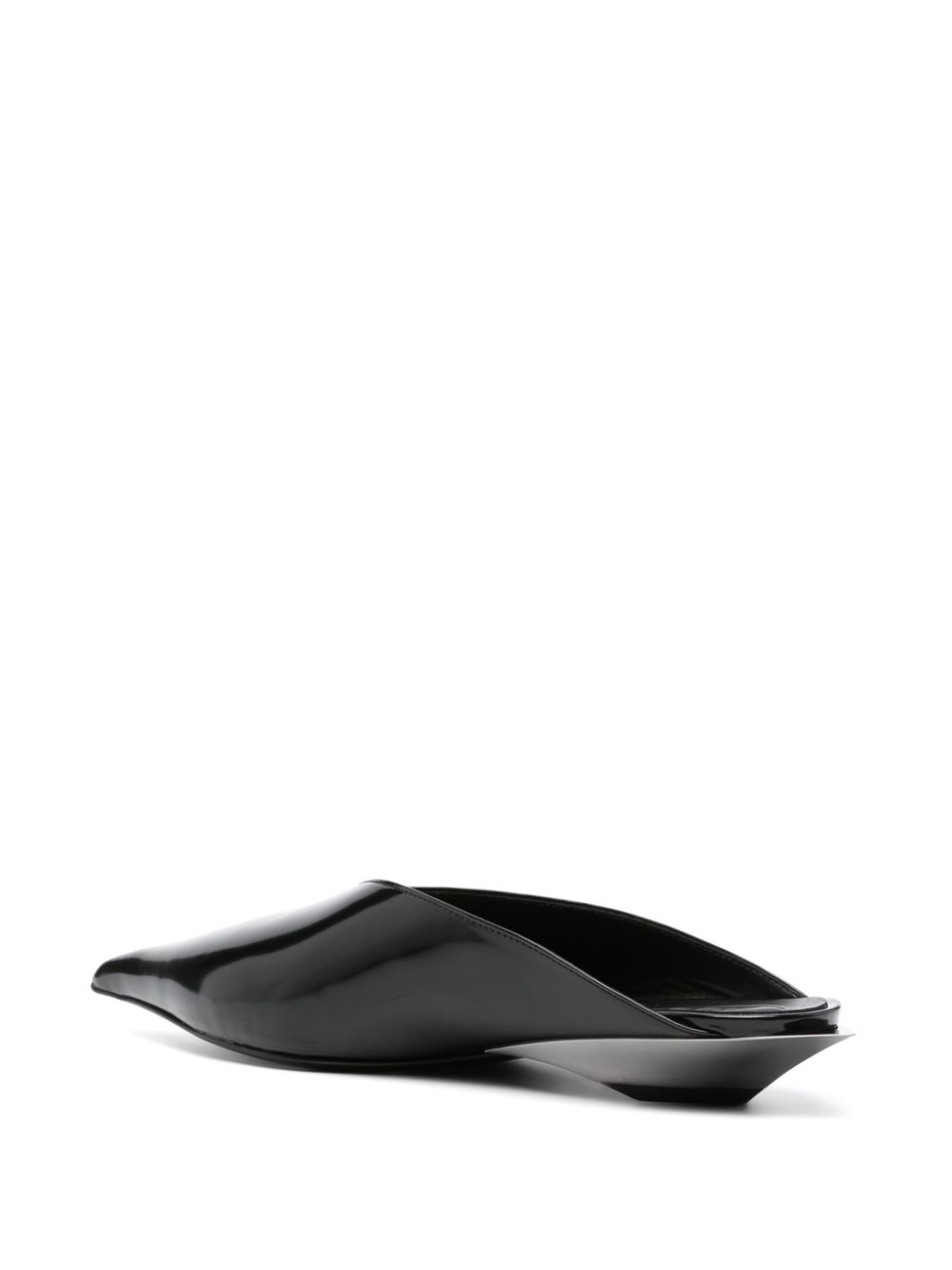 Mugler patent leather fang flat mules Black