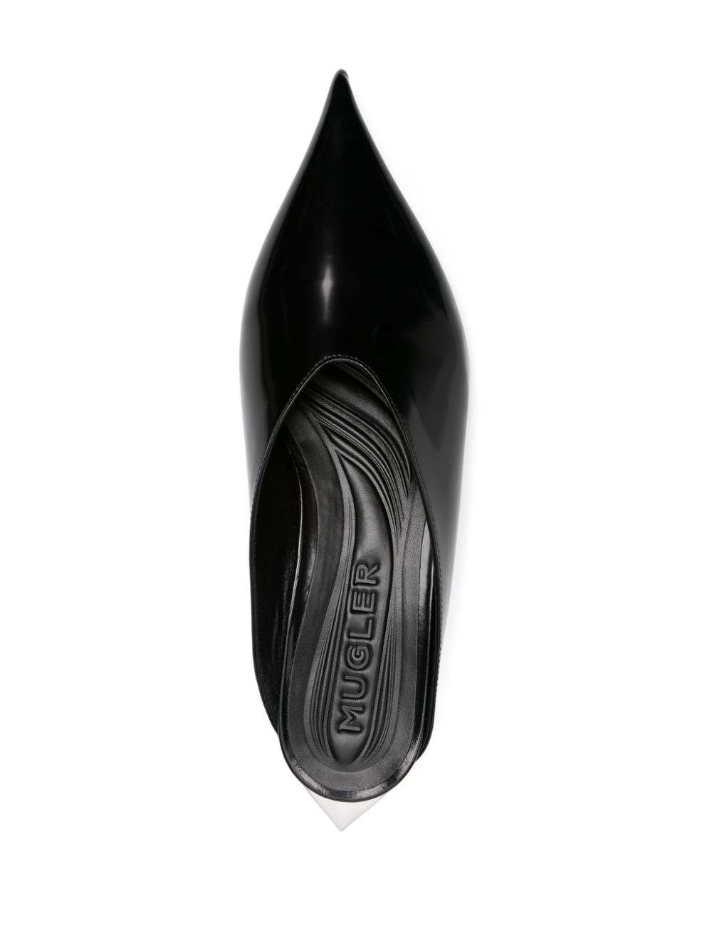 Mugler patent leather fang flat mules Black