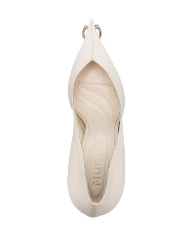 Mugler 90mm Leather Piercing Fang Pumps | White | FARFETCH