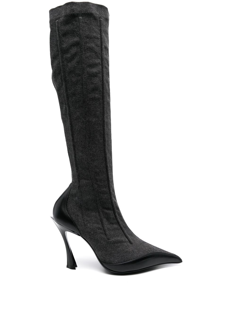 Mugler 105mm bi-colour fang boot - Black