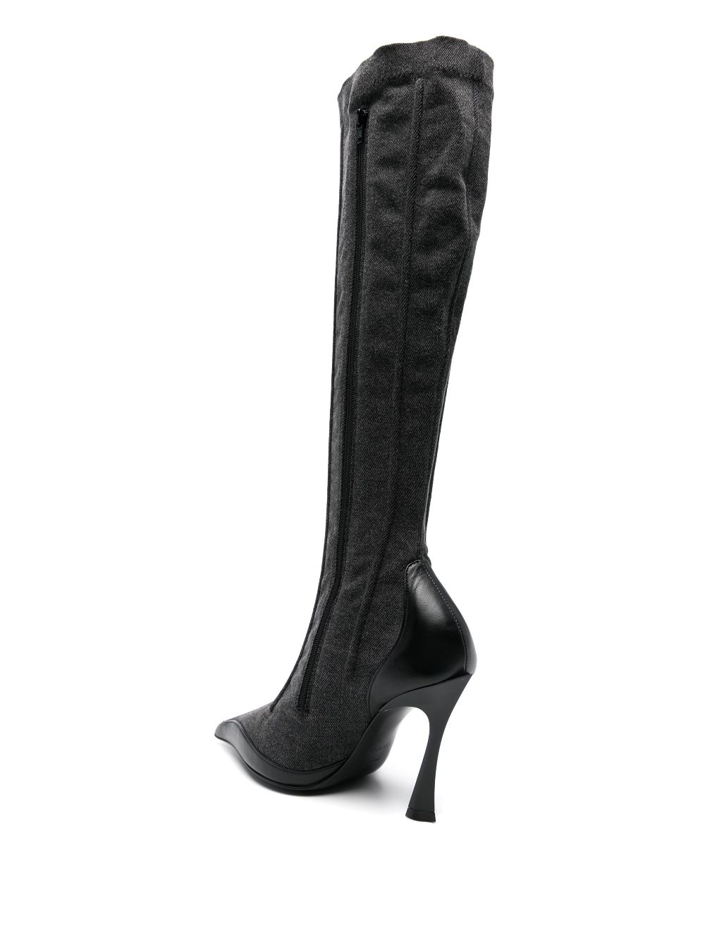 Mugler 105mm bi-colour fang boot Black